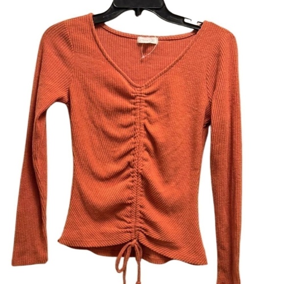 Ultra Flirt Long Sleeve Top Ribbed Orange Salmon pinkish color size S - Picture 9 of 12